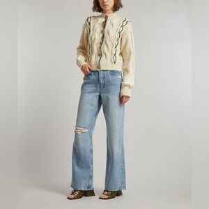 Tach Clothing Jackie Merino Wool Hand Embroidered Cardigan Button Up NWT sz M/L